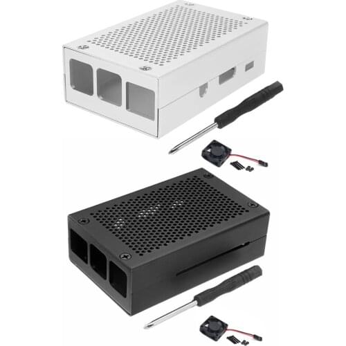 2021 Cooling Fan Metal Case Box Shell Aluminum Case Metal Enclosure Cooling Fan Heatsink for Raspberry Pi 4 Model B