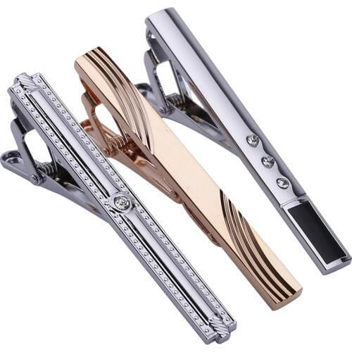 3pcs Mixed Mens Stainless Steel Fashion Luxury Classic Exquisite Necktie Tie Clips Bars Set for Regular Ties, LDJ00400
