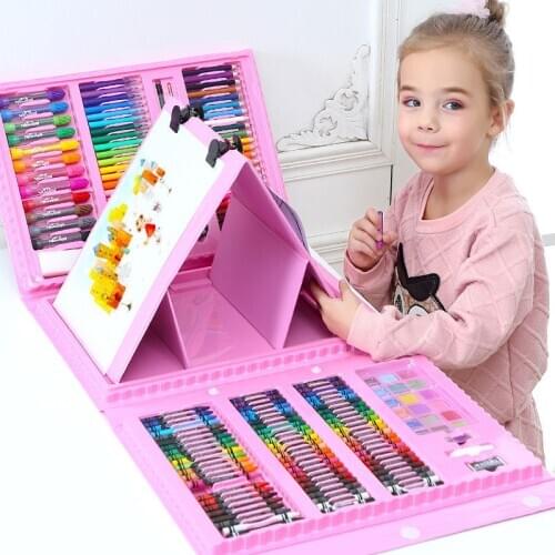 42-208PCS Children Art Painting Set Watercolor Pencil Crayon Water Pen Drawing Board Doodle Supplies Kids Educational Toys Gift