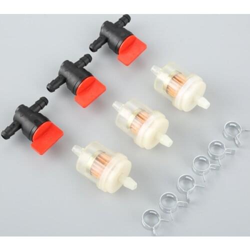 494768 697947 698183 1/4" In Line Fuel Gas Filter Shut Cut Off Valve Clamps fit For Briggs and Stratton Chainsaws Garden Tool