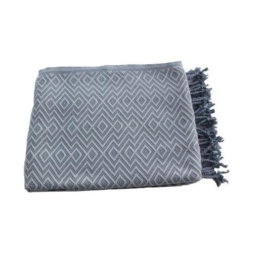 Diamond Design Peshtemal, Bright Color, 100% Cotton, Decorative Throw Blanket, Beach Towel, Shawl, light Gray