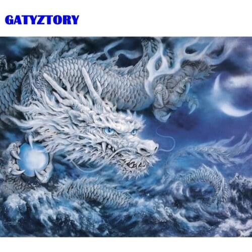 GATYZTORY Frame Oil Painting By Numbers Ice Dragon Abstract Canvas DIY Digital Painting by Numbers Handmade Gift Wall Art