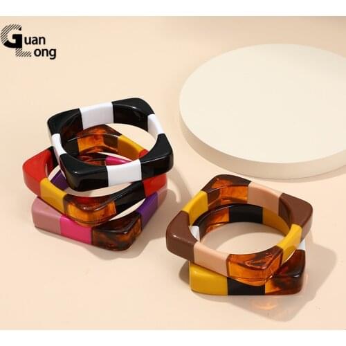 GuanLong Fashion Colorful Resin Bangles For Women Indian Jewellery Bangle With Designer Charms Irregula Bracelets Bangle Elegant