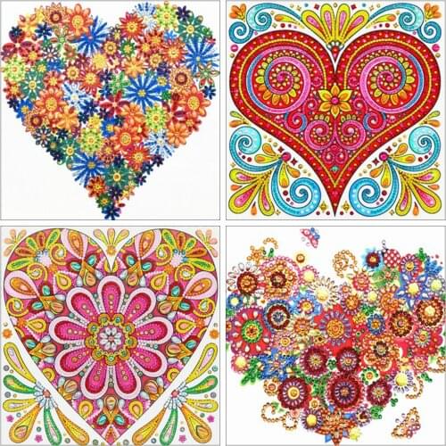 HUACAN Diamond Painting Heart Special Shape Diamond Embroidery Rhinestone Crystal Cross Stitch Home Decor 24x24cm
