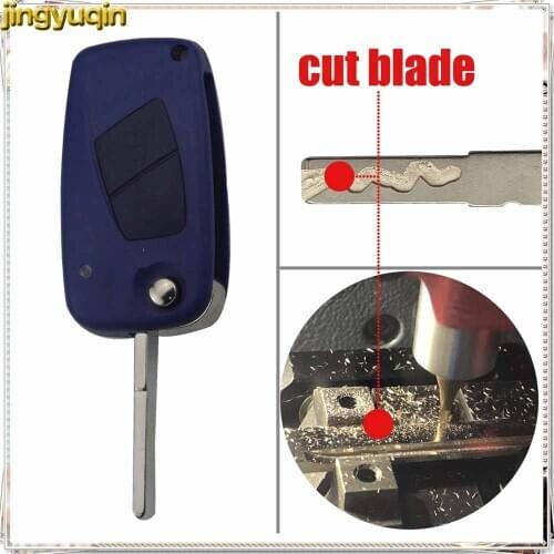Jingyuqin Uncut/Cut Blade 2 Buttons Flip Folding Remote Car Key Case Key Shell Fob for Fiat Panda Idea Punto Stilo Iveco