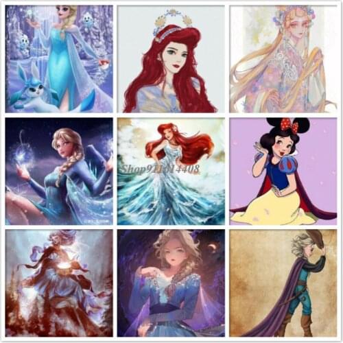 Canvas Painting Disney Anime Cartoon Ice Sister Elsa Anna Posters Prints Wall Art Pictures for Girls Living Room Home Decoration