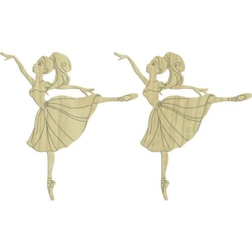 KD181 Ballerina 2li Set Wooden Package Ornament, Hobby Wood Ornament