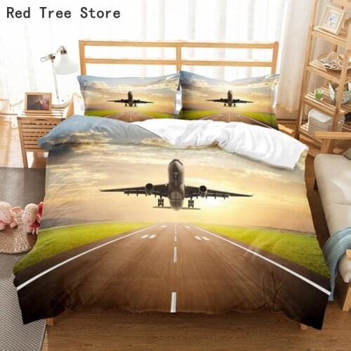 Flying Plane Aircraft Printed Bedding Set Twin Full Queen King Size Kids Adult Duvet Cover Pillowcase Quilt 2/3pcs Custom Beds