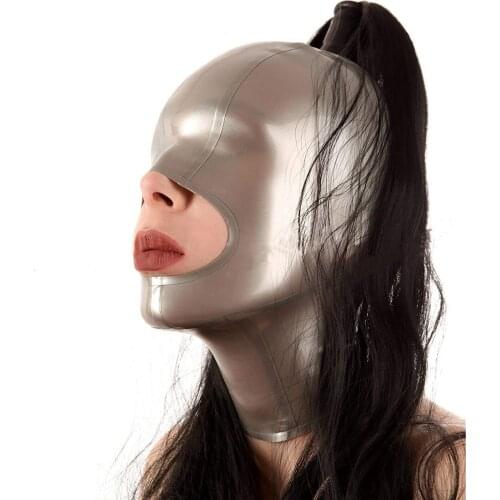 Latex Hood Mask SM Latex Mask Sex Mask Fetish Costumes and Erotic Restrictions, Suitable for Role Play bdsm restraint