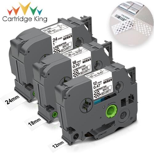 TZe-SE4 18mm Black on White Security Tapes TZe SE4 Laminated Label Tape Printer Ribbon tzeSE4 Replace For Brother P touch Print
