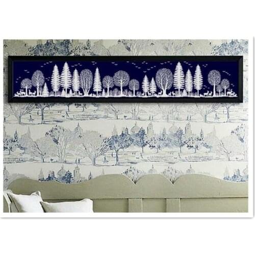 Forest cross stitch package single color plant 18ct 14ct 11ct black cloth cotton thread embroidery DIY handmade needlework