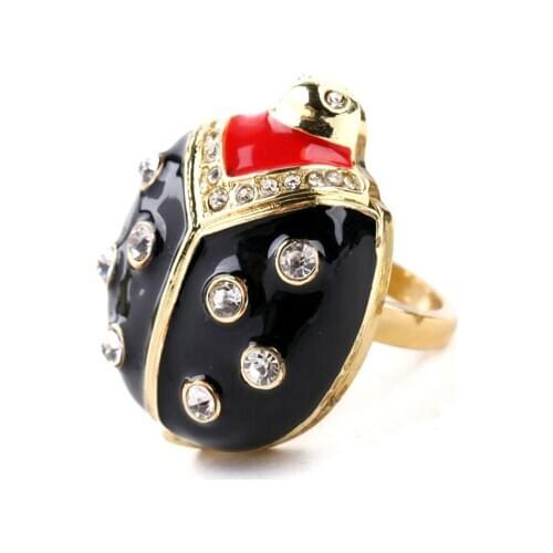 Cute Fashion Ring Gold Color For Women Ladybug Animal Pendants Casual Sporty Friendship Lovely Girls