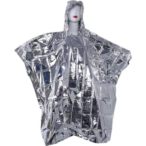 Multi-functional Foil Poncho Raincoat Waterproof Outdoor Survive Rescue Blanket