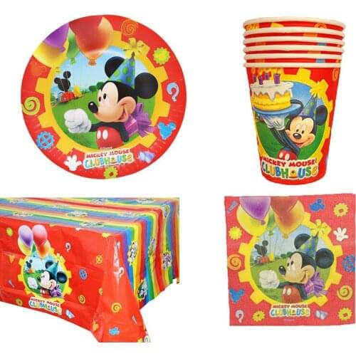 Cartoon Figure Disney Red Mickey Mickey Mouse Birthday Disposable Tableware Plate Cup Napkin Straw Decoration Party Supplies