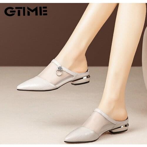 Womens Shoes Pointed Toe Cone Heels Mules Woman Sandals 2021 Fashion Summer Slippers Women Ladies Slides Office Female Footwear