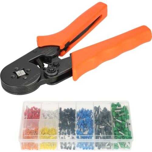 Multi Cable Wire Crimper Ferrule Crimping Pliers Tool + 800Pcs Copper Insulated Cord Pin End Crimp Terminal Wire Connector