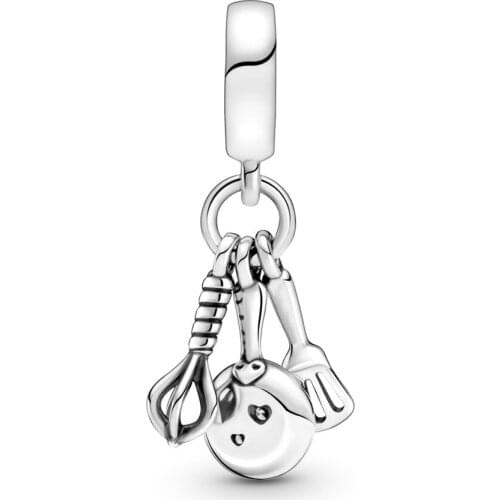 Fits Pandora Bracelet Original 925 Charm Sterling Silver Spatula, Frying Pan & Whisk Dangle Beads for Jewelry Making Kralen