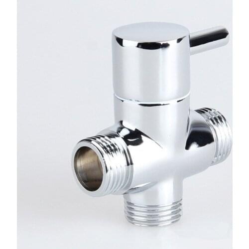 POSEPOP Brass 1/2" Bathroom Shower Faucet Tee Connector Chrome 3 Way Divert-er Toilet Bidet Shaft Valve Bathroom Accessory