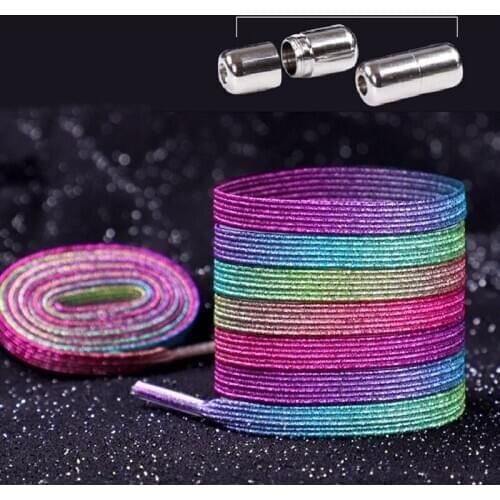 1 Pair No Tie Shoelace Elastic Locking Shoelaces Colorful Quick Sneakers Locking Shoe Laces Adult Kids Flat Shoe Accessories