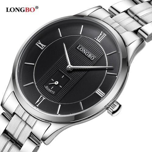 LONGBO Men luxury Brand Watches Imitation Water Quartz Watch Stainless steel Ultra-thin Autodate Wristwatches 80230