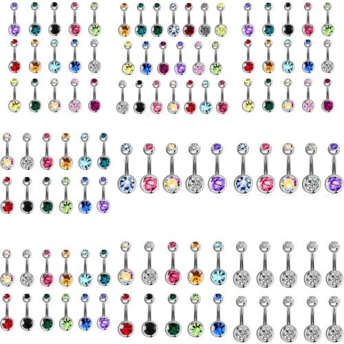Crystal Navel Belly Ring Stainless Steel Piercings Button Piercing Rings Colorful Crystal Body Jewelry