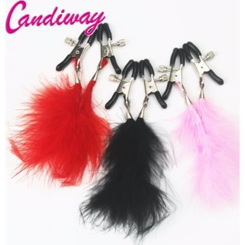 Sexy Adult Games Feather Nipple Clamps Breast Stimulator Massage Clip Sex Toys For Woman Erotic Sex Tool For Couples Flirting