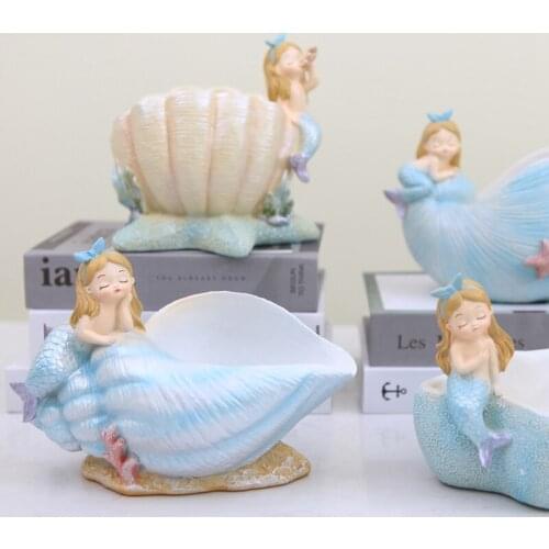 Nordic mermaid ornament creative jewelry box living room home storage decorations