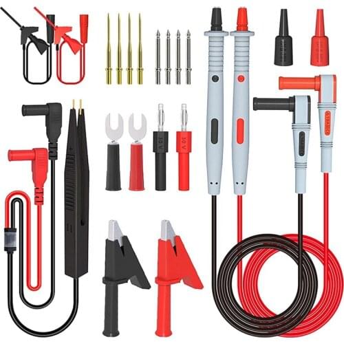 HLZS-Multimeter Test Leads Kit Digital Electrical Test Probes Set with Alligator Clips Mini Grabber Test Hook Clips Tweezer
