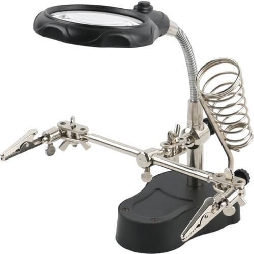 Welding Magnifying Glass With LED Light 3X-12X lens Auxiliary Clip Loupe Desktop Magnifier Third Hand Soldering Repair Tool