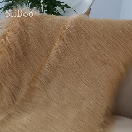 High grade camel 9cm plush faux fur fabric for winter coat vest Fur collar 150*50cm 1pc long hair fur fabric free ship SP3087