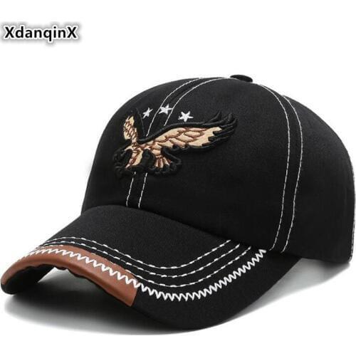 XdanqinX Adjustable Mens Cotton Baseball Cap Snapback Cap Simple Fashion Personality Brands Hat Womens Embroidery Sports Caps