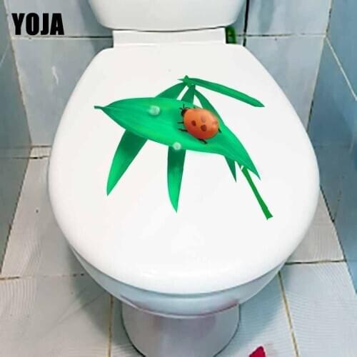 YOJA 22.3X20.7CM Rainwater Plants And Insects Cartoon Pattern Living Room Home Decor Toilet Decal Wall Sticker T5-1043