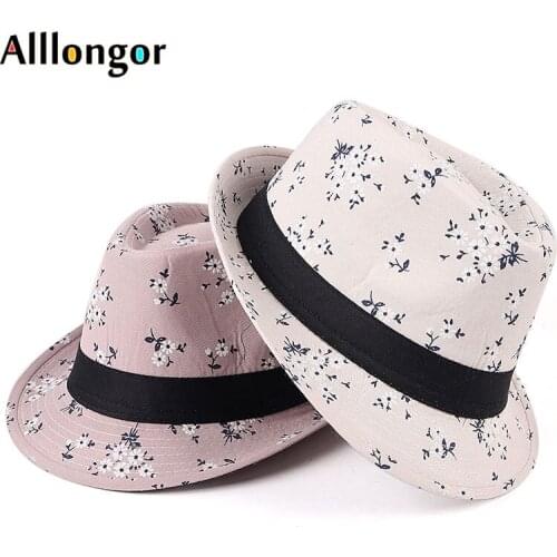 Summer Fedora Hat Women New 2021 Spring Floral Print Fedoras Sun Hats Chapeau Femme sombreros de mujer