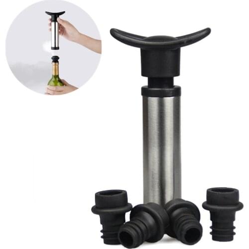 1 Set Wine Stopper Silicone Plug With Pump Wine Saver Vacuum Bottle Caps Sealing Preserver Drinks Bottle Hat Bar Accessories