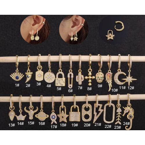 1Piece Stainless Steel Pin Moon Dangle Earrings for Women 2021 Trendy Jewelry Seahorse Fish Bone Earrings for Teens Ear Cuffs