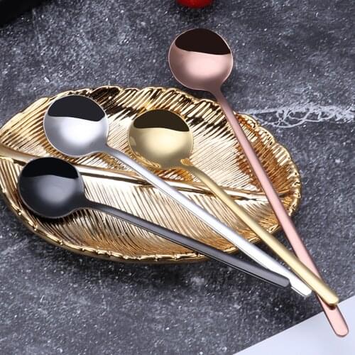 1PC Creative Stainless Steel Coffee Scoops Small Round Soup Spoons Dessert Sugar Stir Tea Spoon Cooking Tools