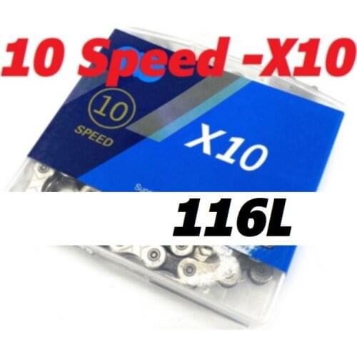 10 Speed Chain X10 MTB Mountain Bike Road Bicycle Trekking Bicycle 10/20/30 Speed Chain 116L With Links Silver Black