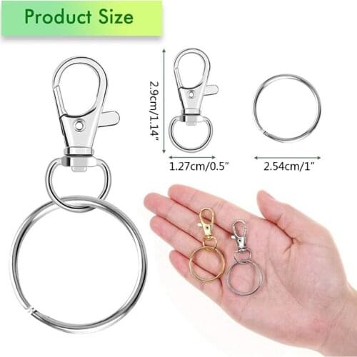 120 Pieces Swivel Clasps Set 60 Pieces Swivel Clasps 60 Pcs Bright Key Rings Metal Hooks Lobster Claw for Keychain Craft