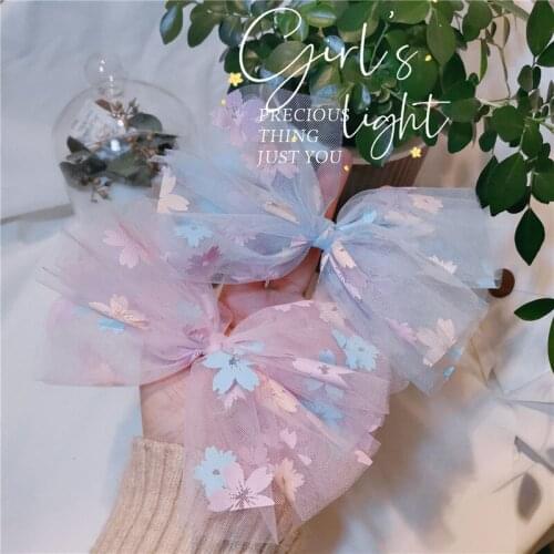 14cm 10pcs/lot DIY DIY soft flower mesh bow Appliques Ribbon Bowknot Hair Clips DIY Wedding Decoration