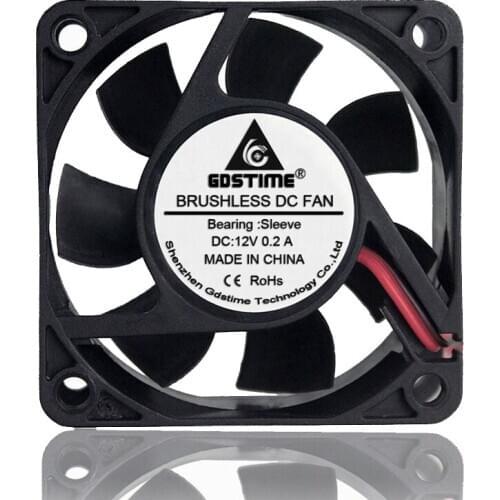 2 pcs Gdstime DC 12V 60mm 60x25mm 6cm 6025s 2Pin Computer Radiator Brushless Cooling Cooler Fan