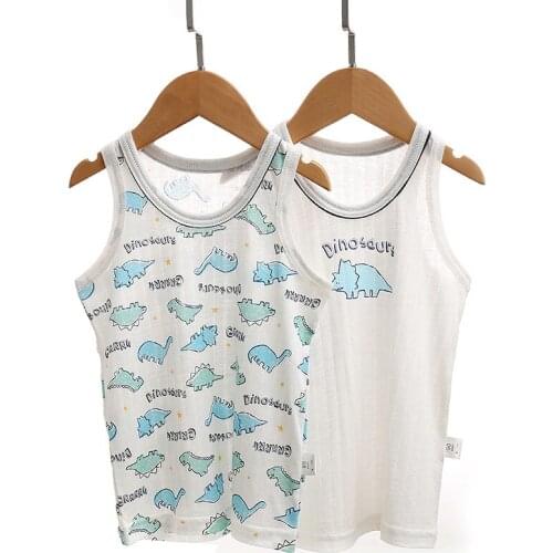 2021 NEW ARRIVALS Summer Short Sleeve 2pcs/lot Baby Children Vest Summer Boys Girls White