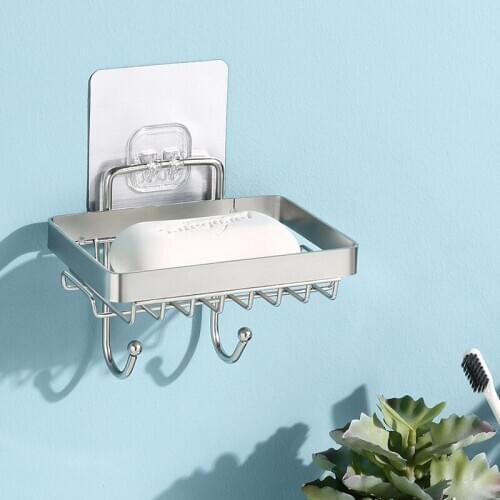 304 Stainless Steel Bathroom Soap Storage Drain Rack Household Kitchen Sponge Towel Holder