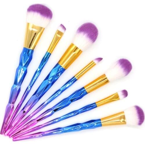 7pcs Diamond Makeup Brush Set Cosmetcis Blending Brushes Powder Eyeshadow Eyebrow Eyelash Eyeliner Brush Beauty Make Up Tools