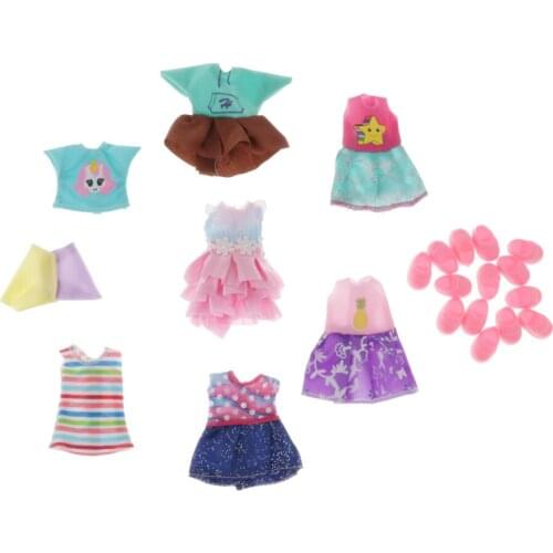 7 PCS Dolls Clothes Daily Outfits Shoes Dress Shorts Toys Accessory