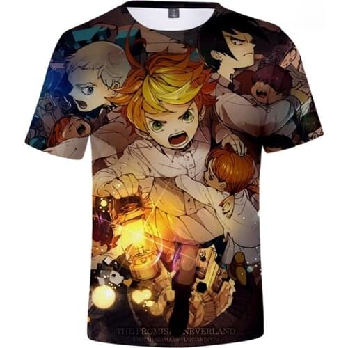 Kids Tshirt The Promised Neverland Clothing Boy/girls Phil Gilda Don Ray Norman Emma 3D Anime T Shirt Teen Tops