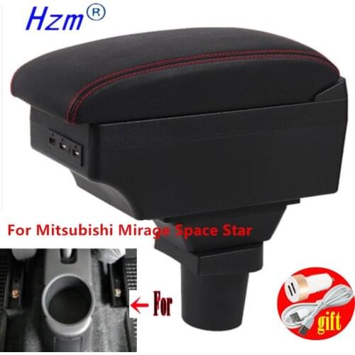 For Mitsubishi mirage Space Star Armrest box Interior special Retrofit parts Center Car Armrest box Center Storage box USB LED