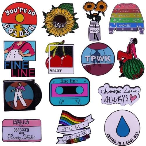 HS pins Set Crying In A Cool Way Choose Love Sunflower Vol. 6 Fine Line Watermelon Sugar TPWK You Are So Golden Bagde