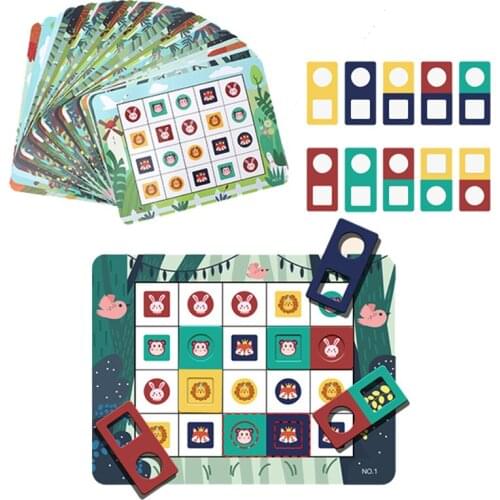 Animal Shape Color Matching Puzzle Toys Montessori Logical Thinking Reasoning Game Education Wooden Toys For Kids Brain Training