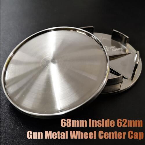4Pcs Gun Metal Color 68mm Wheel Center Hub Cap Rim Badge Holder Rim Decoration 654F