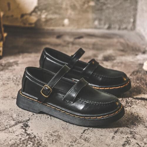 Lisapie 2021 Women uniform shoes Mary Jane Japanese Style vintage round head brown student Summer autumn Lolita leather shoes